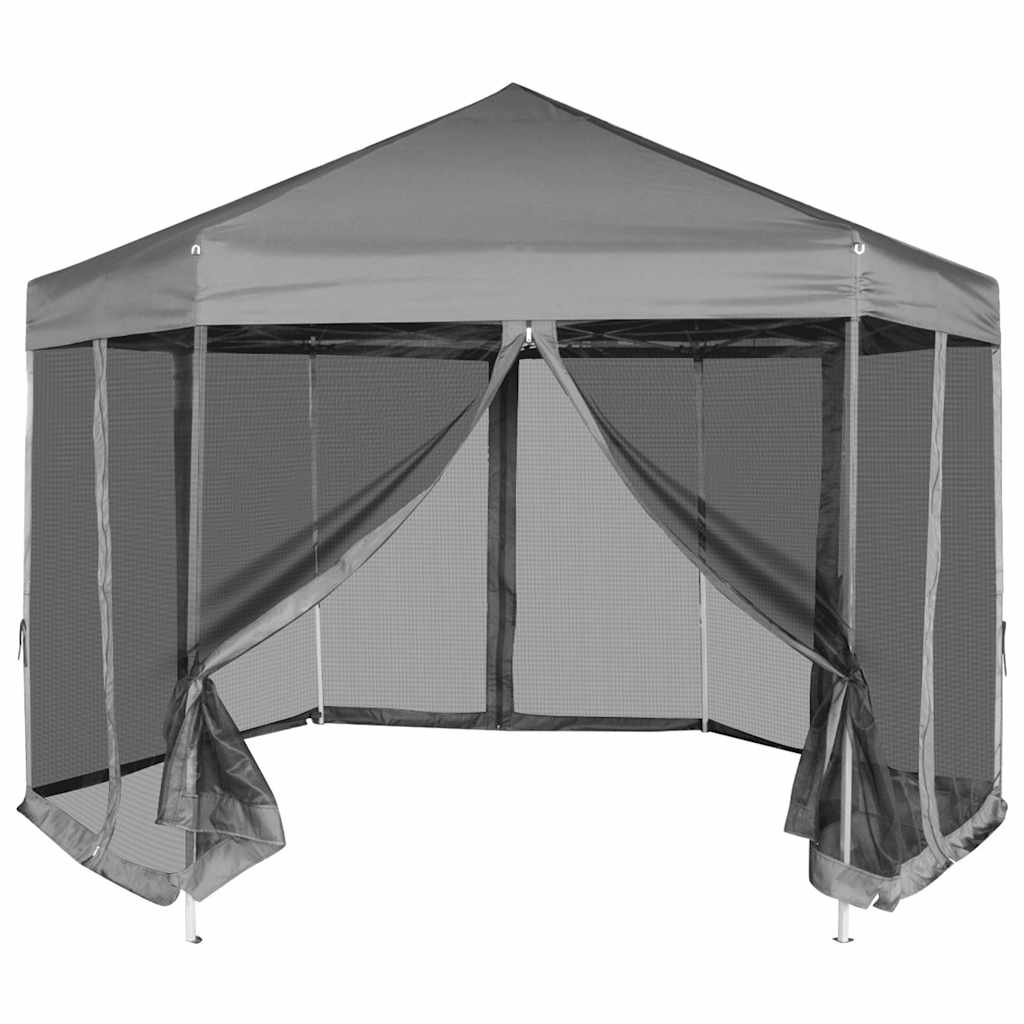 vidaXL Partytent met wanden zeshoekig 3,6x3,1 m taupe 220 g/m²