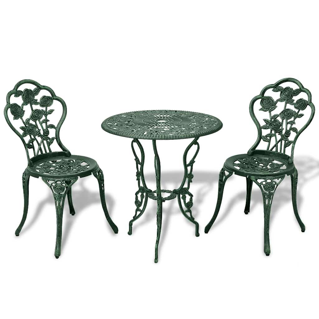 vidaXL 3-delige Bistroset gietaluminium zwart