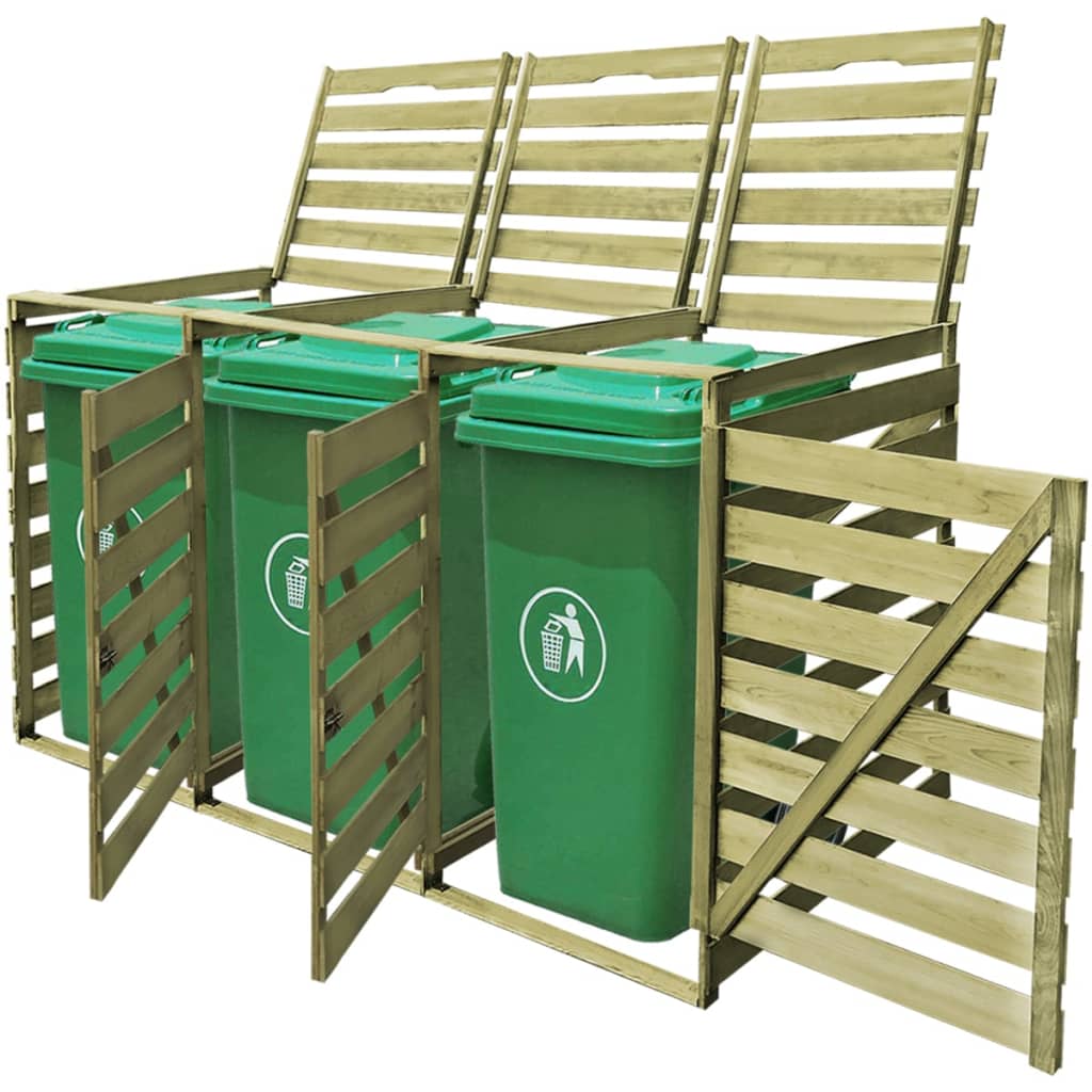 vidaXL Single Wheelie Bin Storage 240 L Impregnated Wood