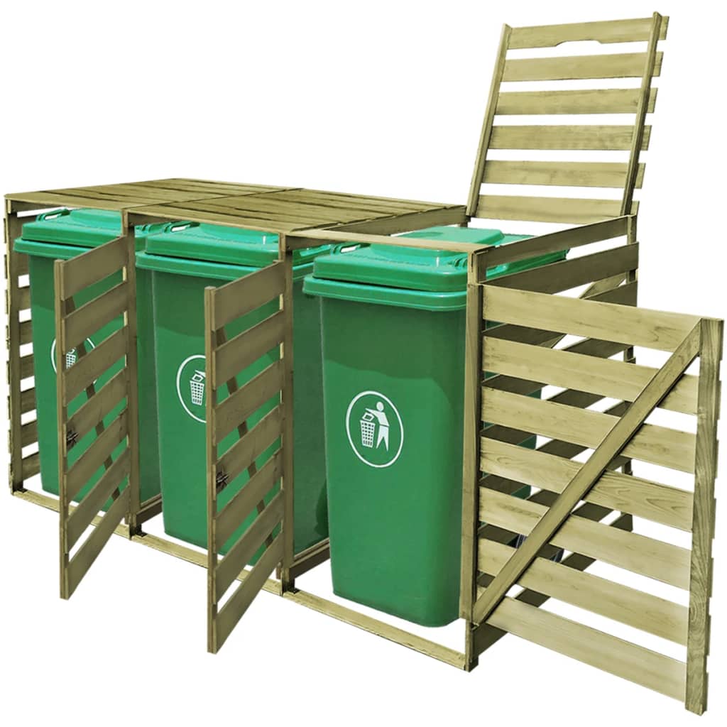 vidaXL Single Wheelie Bin Storage 240 L Impregnated Wood