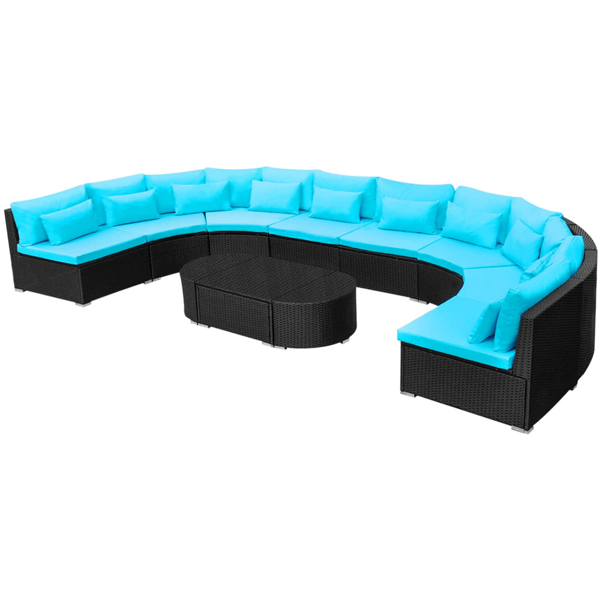 vidaXL Ronde Sofa Set 11 pcs Blauw poly rattan