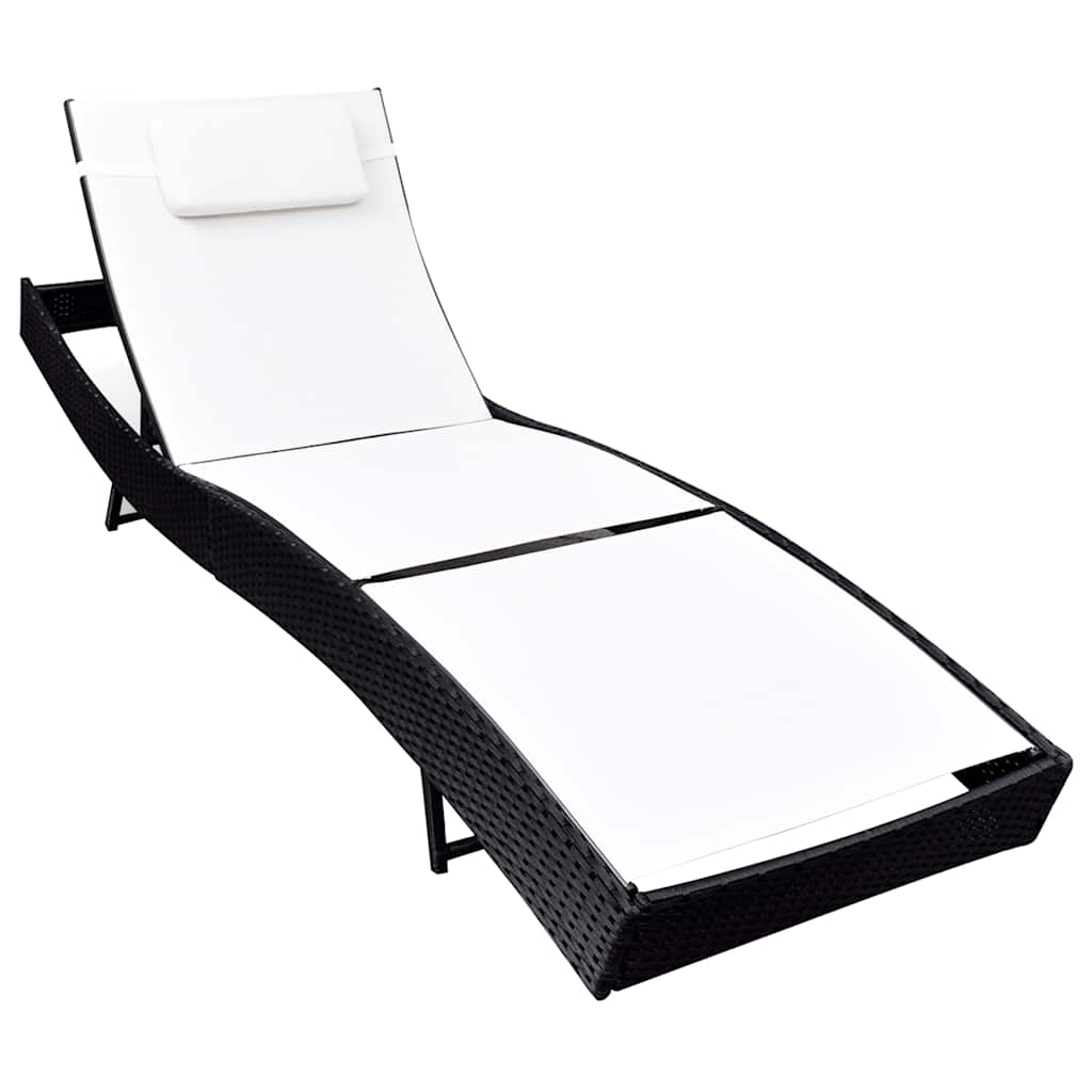vidaXL Sun Lounger poly rattan black