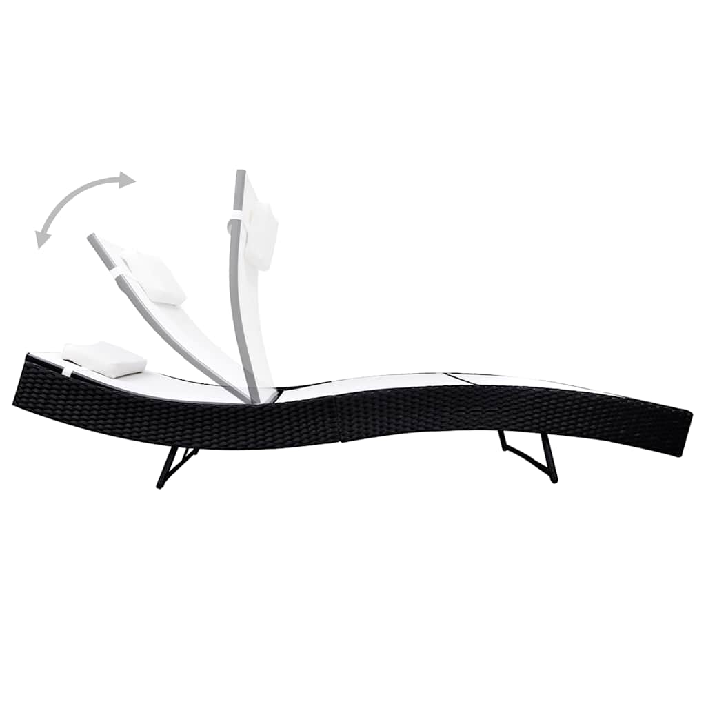 vidaXL Sun Lounger poly rattan black