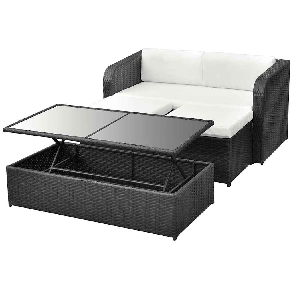 vidaXL 4-delige Loungeset met kussens poly rattan bruin