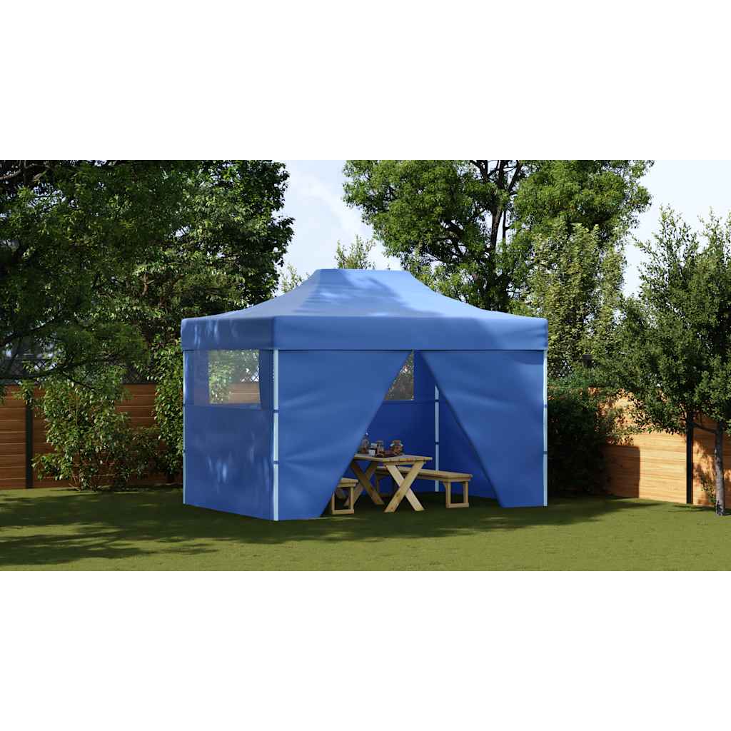 vidaXL Pop-Up Party Tent with 4 Side Walls 3x4.5 m Blue