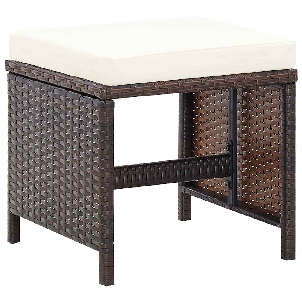 vidaXL 5-delige Tuinset met kussens poly rattan bruin