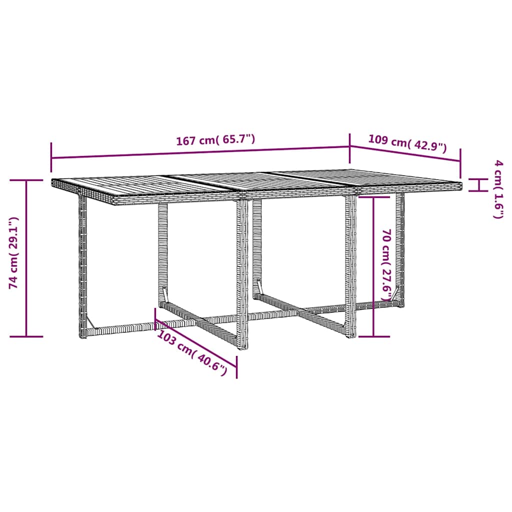 vidaXL 5-delige Tuinset poly rattan en acaciahout zwart
