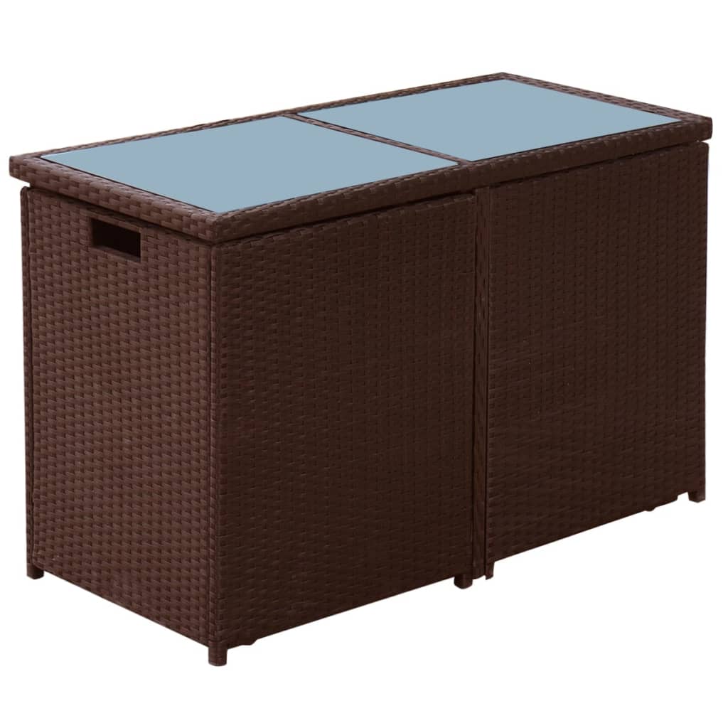 vidaXL 3-delige Bistroset met kussens poly rattan zwart