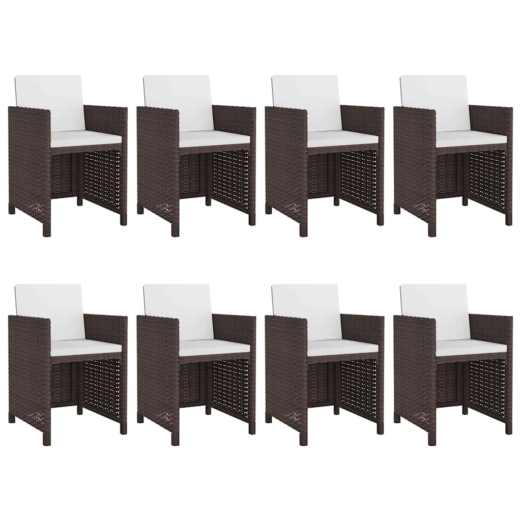 vidaXL 9-delige Tuinset met kussens poly rattan zwart