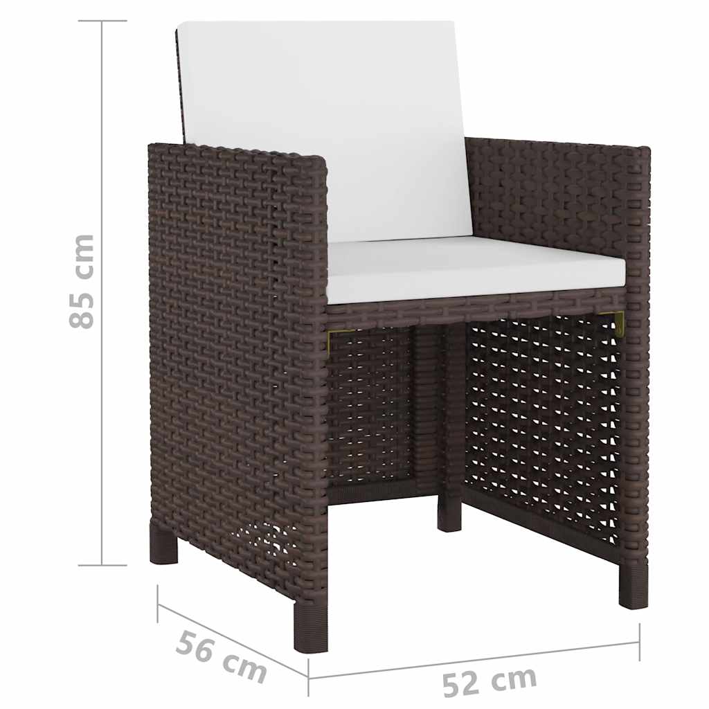 vidaXL 9-delige Tuinset met kussens poly rattan zwart