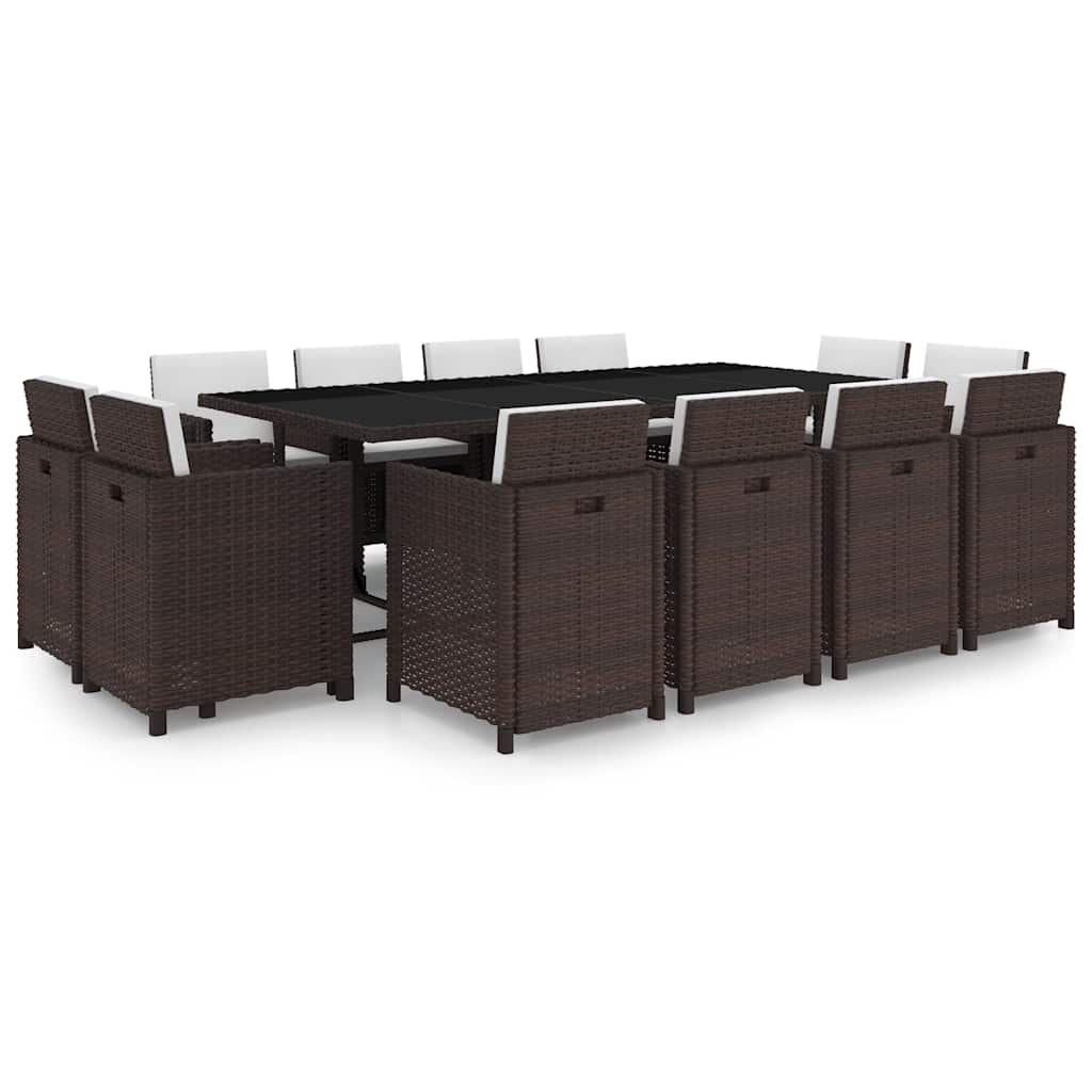 vidaXL 9-piece Garden Dining Set with Cushions Poly Rattan Beige