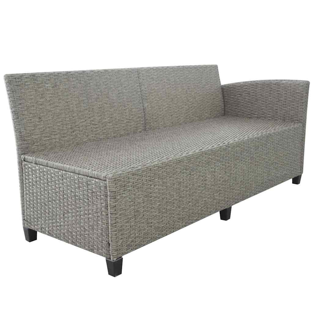 vidaXL 3-delige Loungeset met kussens poly rattan grijs