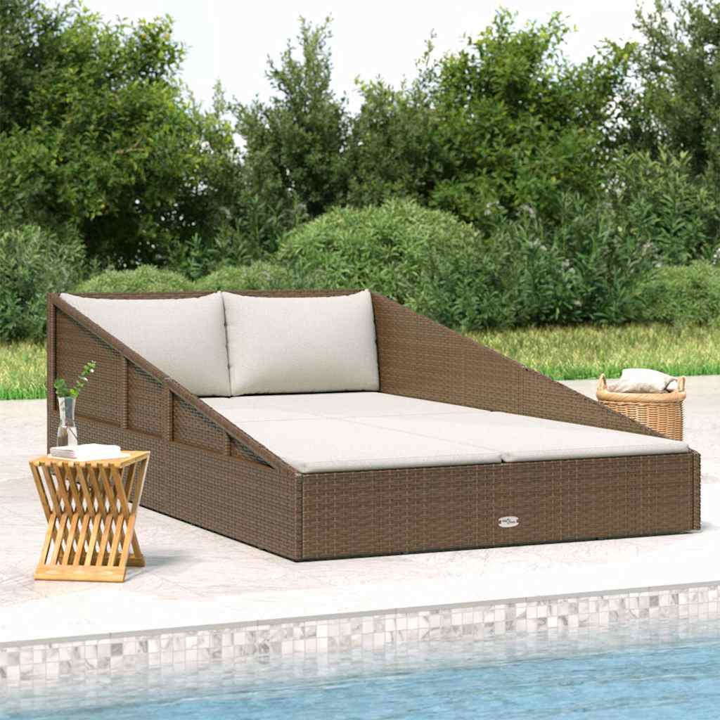 vidaXL Tuinbed 110x200 cm poly rattan grijs