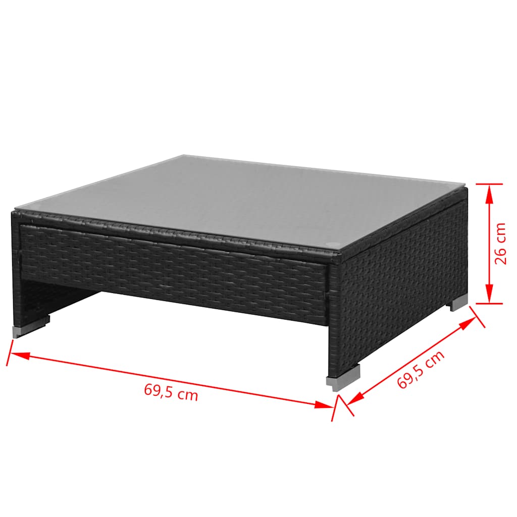 vidaXL 7-delige Loungeset met luifel poly rattan zwart