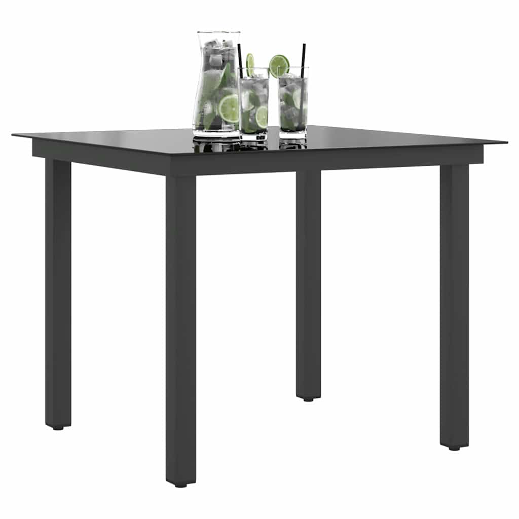 vidaXL Tuintafel 80x80x74 cm aluminium en glas zwart