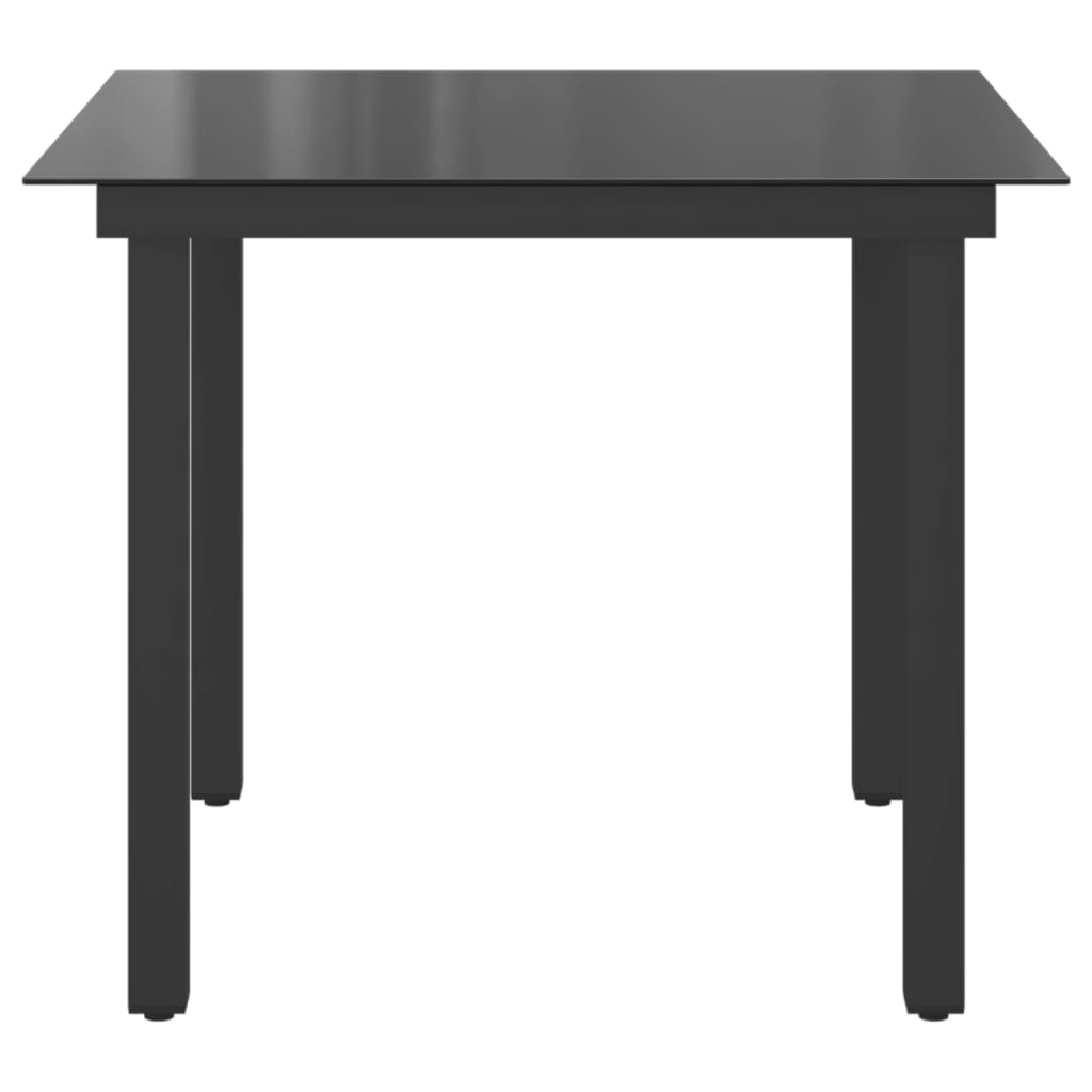 vidaXL Tuintafel 80x80x74 cm aluminium en glas zwart