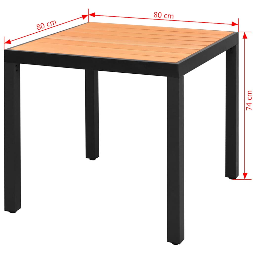 vidaXL Tuintafel 80x80x74 cm aluminium en HKC bruin