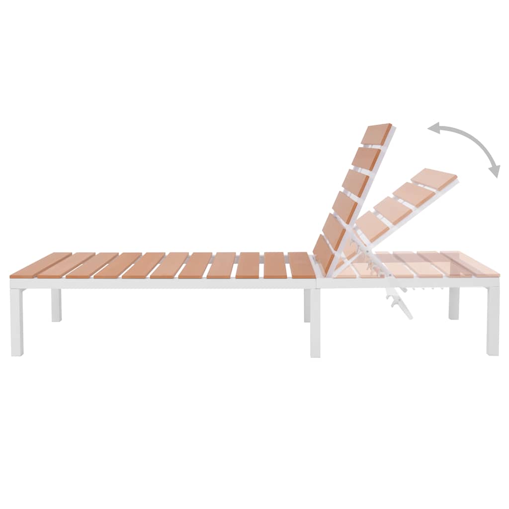 vidaXL Ligbedden 2 st met tafel aluminium en HKC wit en bruin