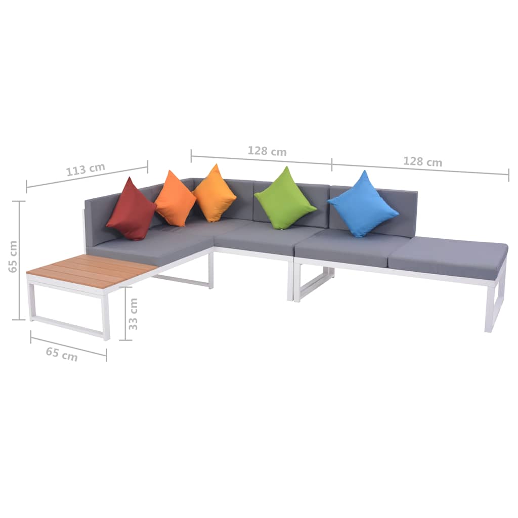vidaXL 4-delige Loungeset met kussens aluminium en HKC