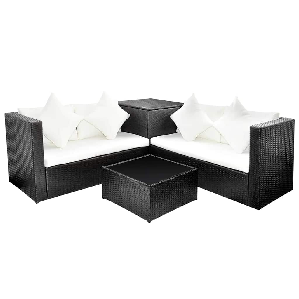 vidaXL 4-Piece Lounge Set with Cushions Poly Rattan Grey