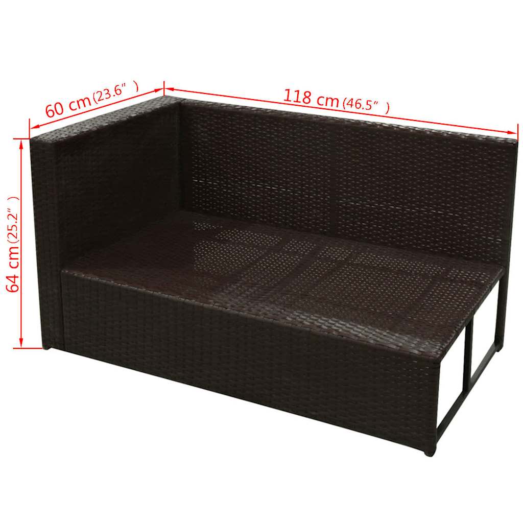 vidaXL 8-delige Loungeset met kussens poly rattan bruin