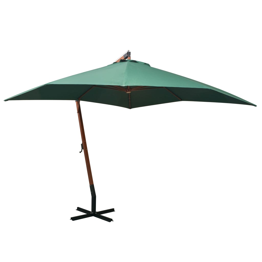 vidaXL Zweefparasol met paal 3,5x2,9 m massief vurenhout antraciet