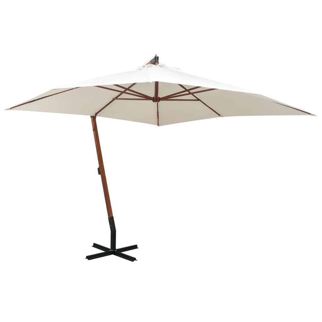 vidaXL Zweefparasol met paal 3,5x2,9 m massief vurenhout antraciet