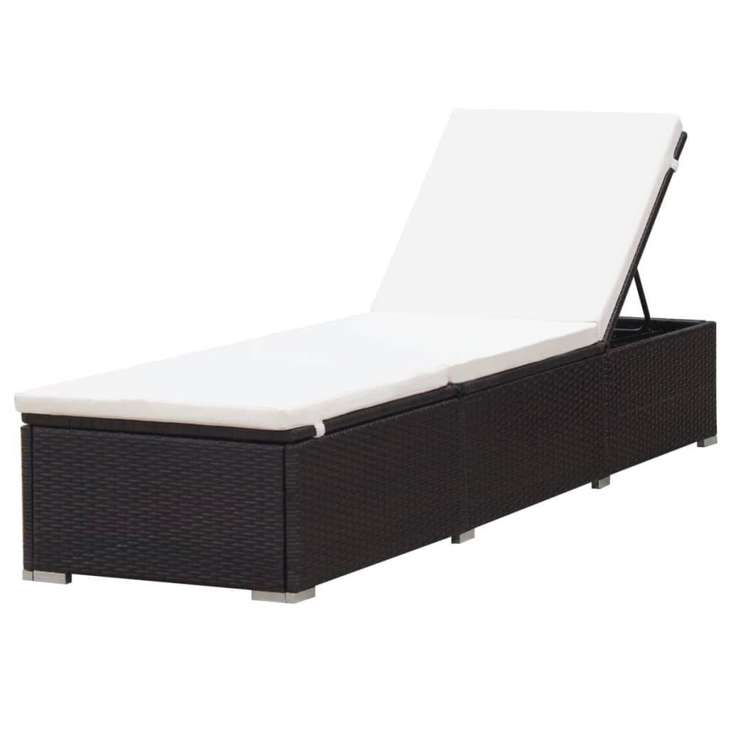 vidaXL Ligbedden 2 st met tafel poly rattan bruin