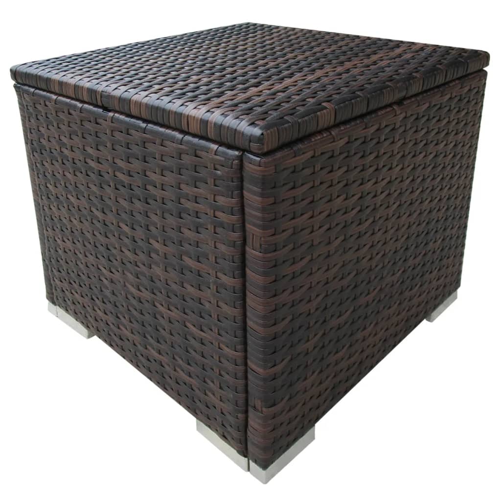 vidaXL Ligbedden 2 st met tafel poly rattan bruin