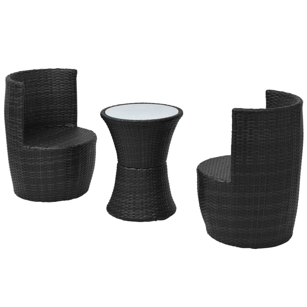 vidaXL 3-delige Bistroset met kussens poly rattan bruin