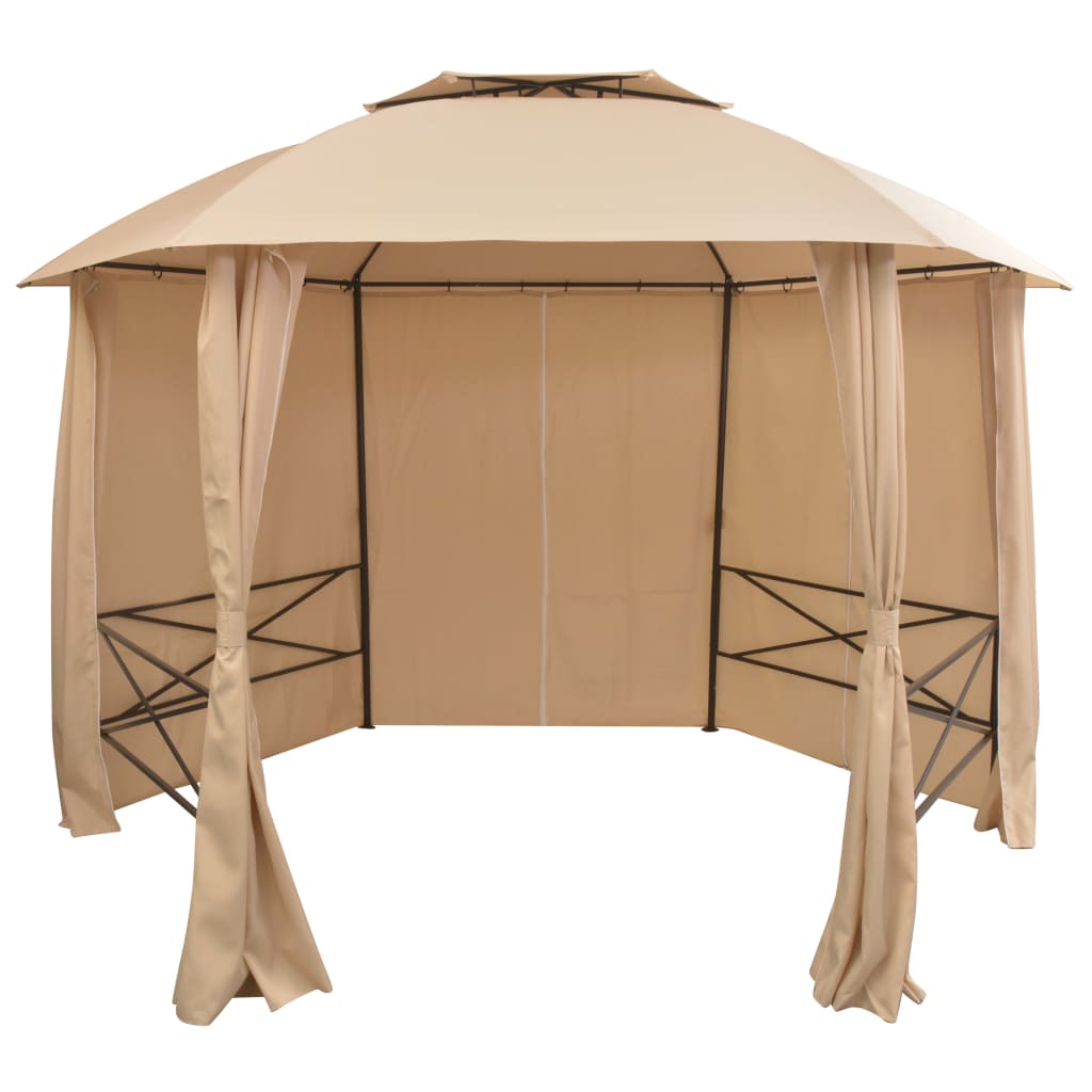vidaXL Tuinpaviljoen met gordijnen 180 g/m² 360x312x265 cm wit