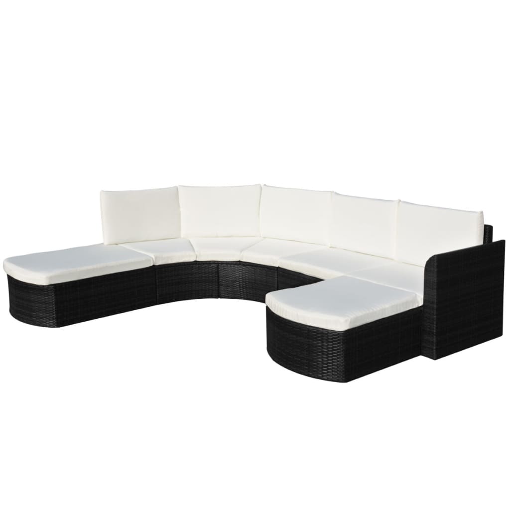 vidaXL 4-delige Loungeset met kussens poly rattan grijs