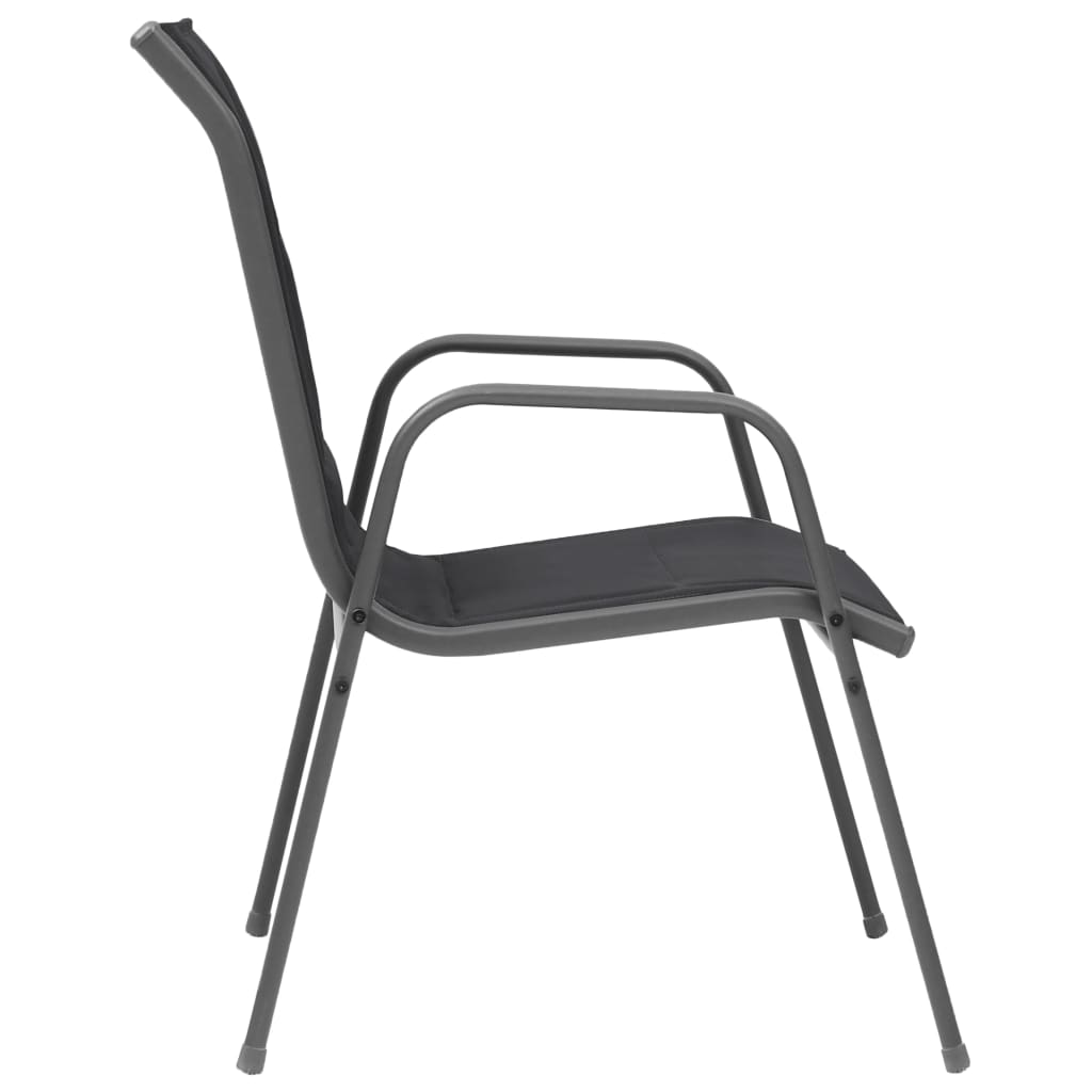 vidaXL Tuinstoelen stapelbaar 2 st staal en textileen zwart