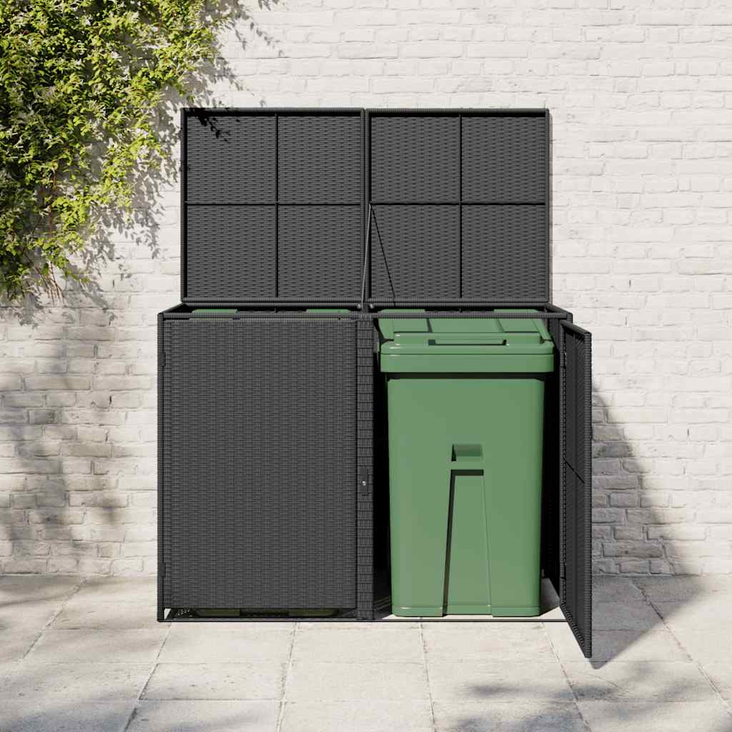 vidaXL Containerberging dubbel 148x80x111 cm poly rattan zwart