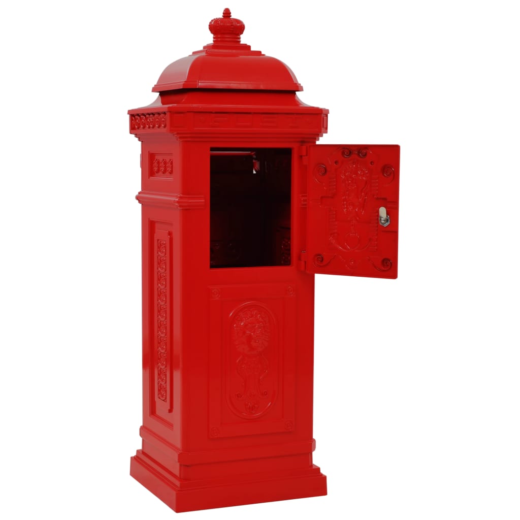 vidaXL Pilaar brievenbus vintage stijl roestbestendig aluminium zwart