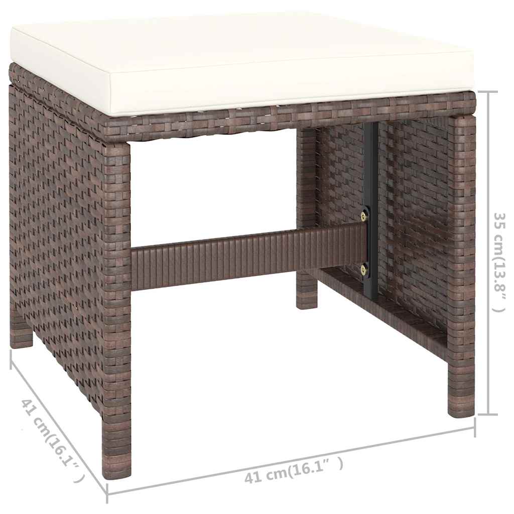 vidaXL 6-delige Tuinset met kussens poly rattan zwart