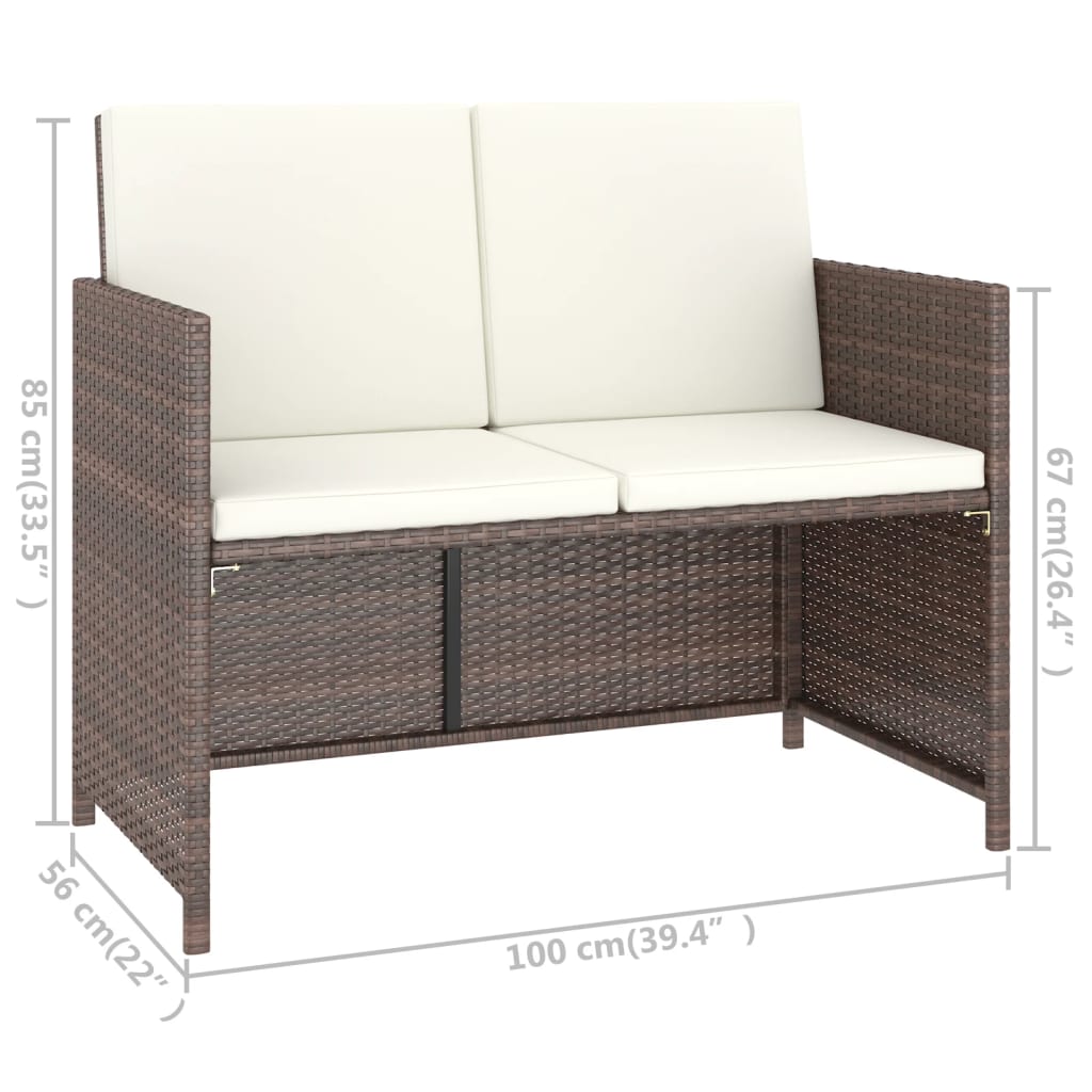 vidaXL 6-delige Tuinset met kussens poly rattan zwart