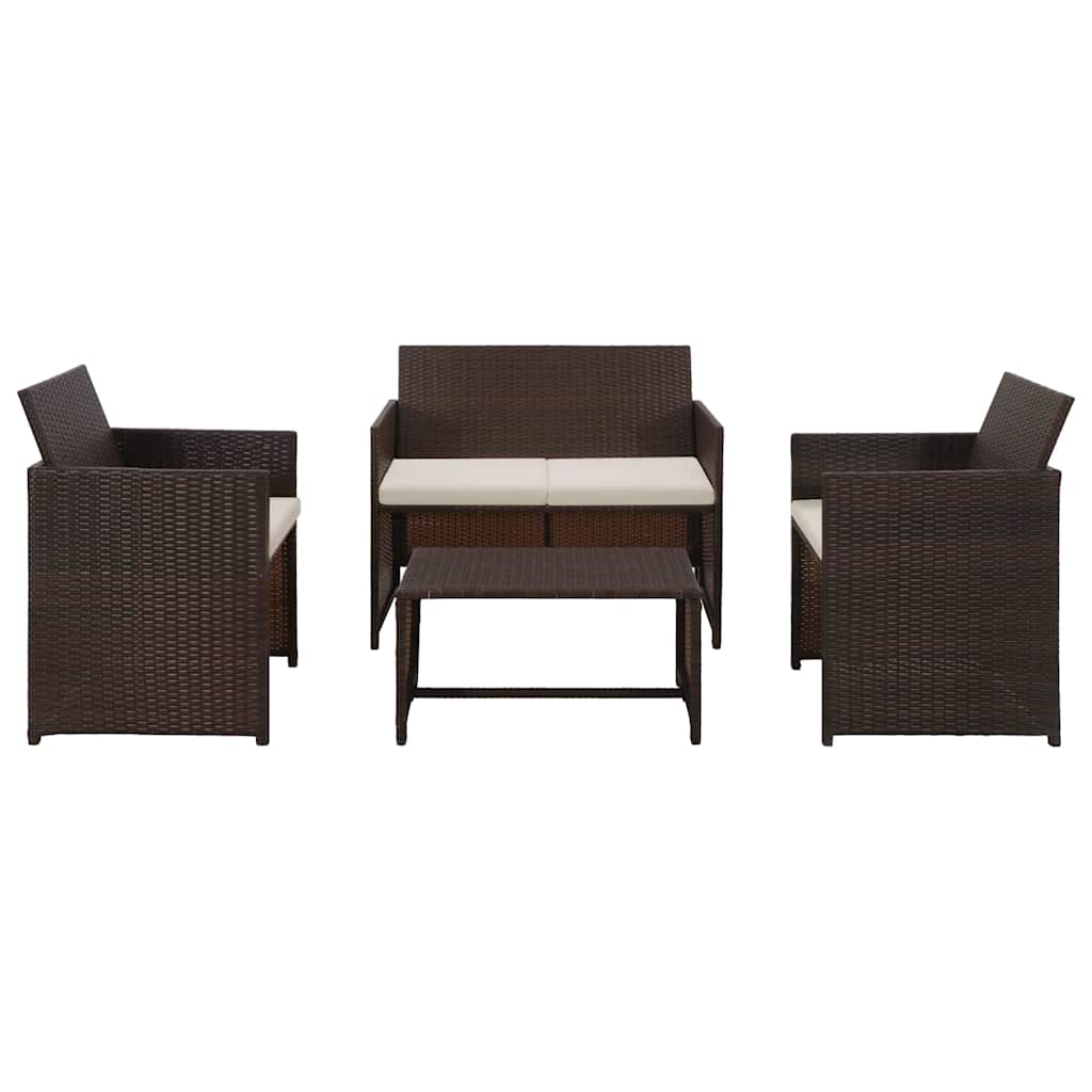 vidaXL 4-delige Loungeset met kussens poly rattan zwart