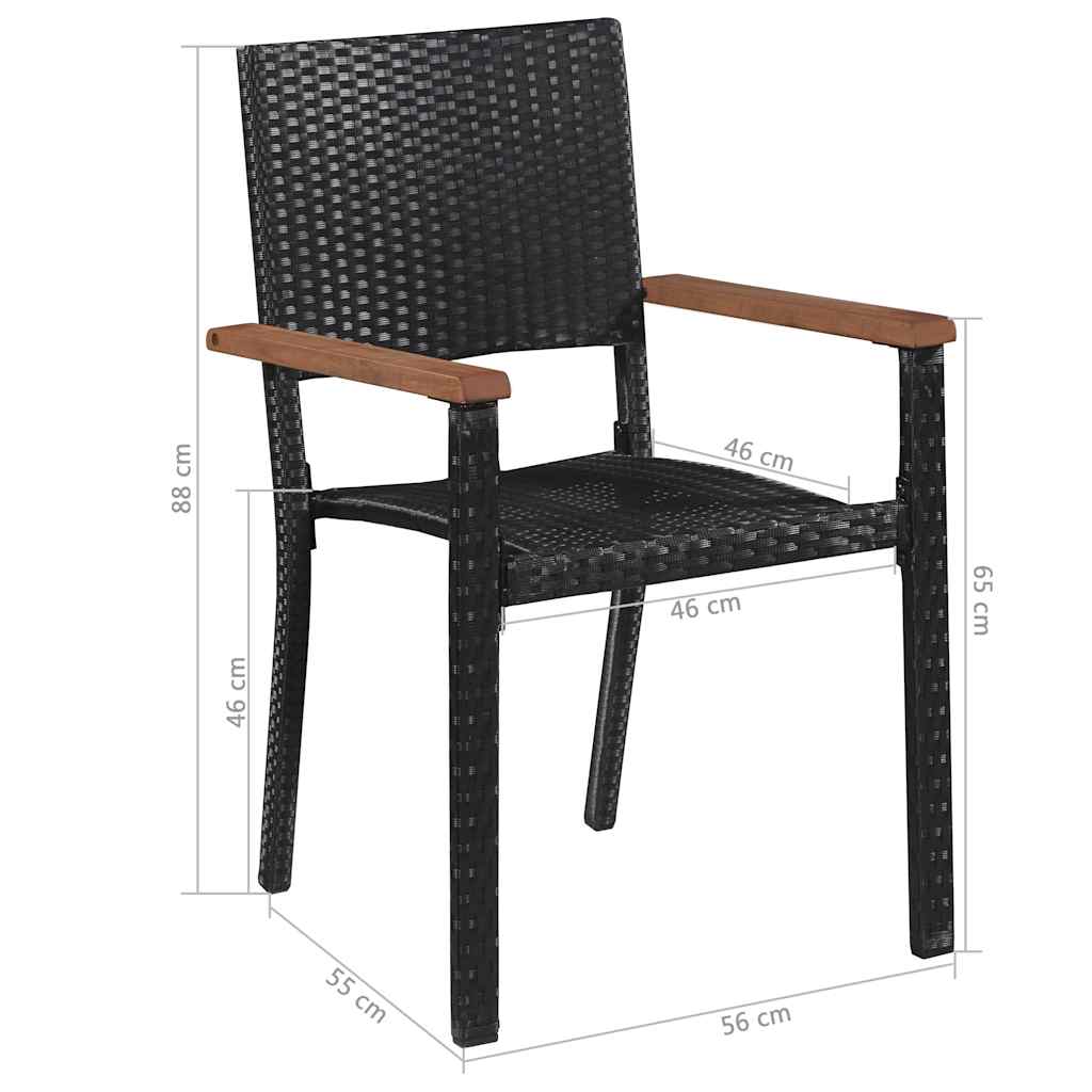 vidaXL 5-delige Tuinset poly rattan en acaciahout zwart