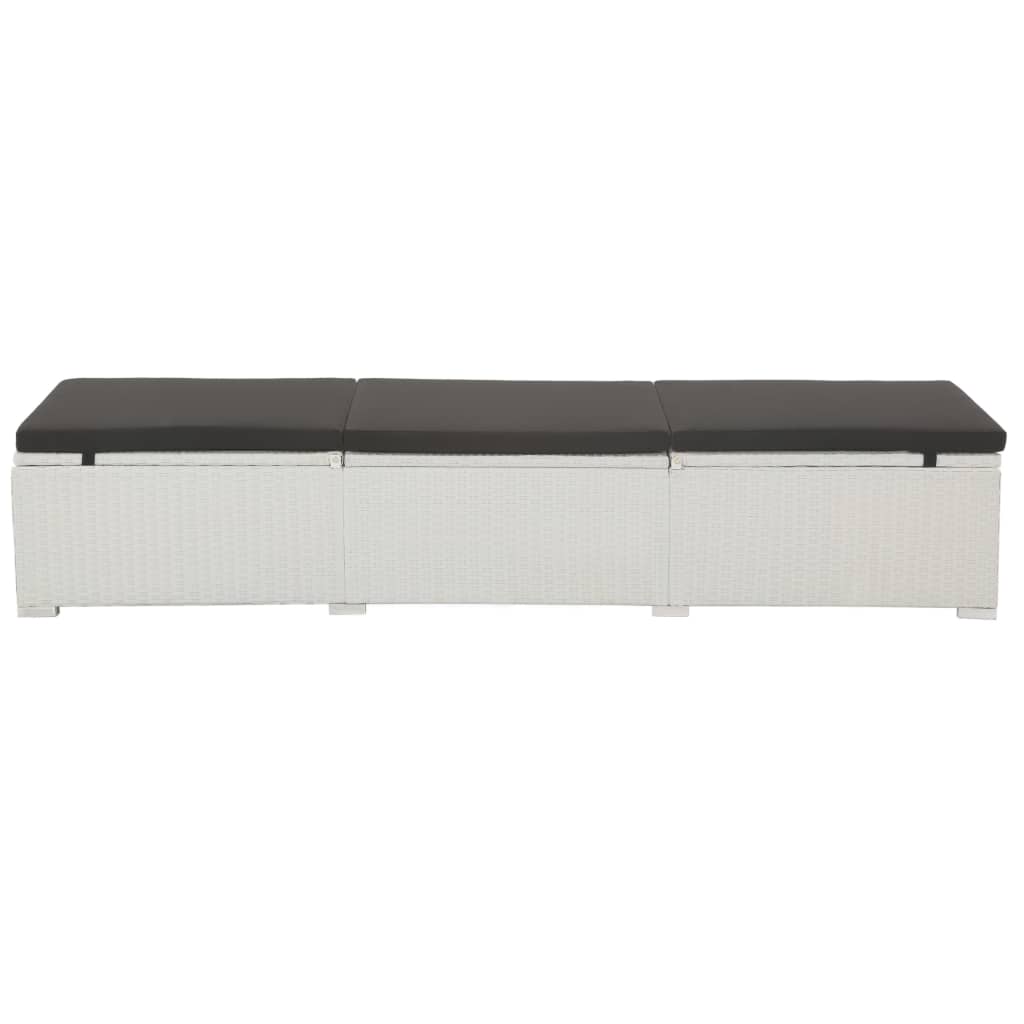 vidaXL Ligbed met kussen poly rattan wit