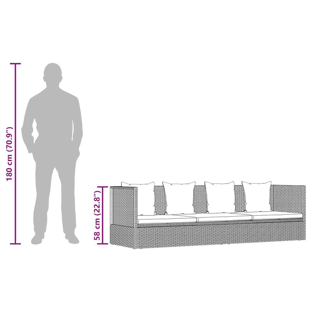 vidaXL Tuinbed 200x60 cm poly rattan grijs
