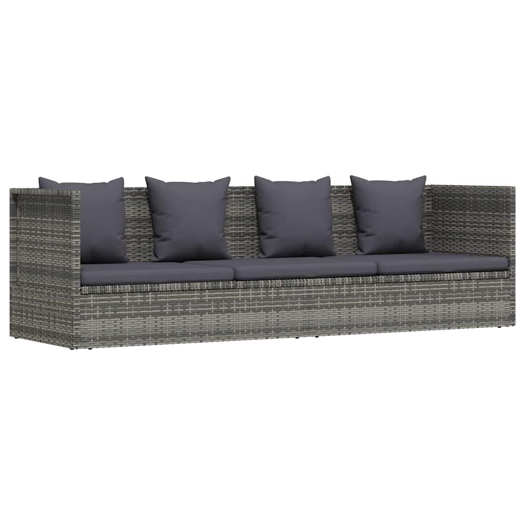 vidaXL Tuinbed 200x60 cm poly rattan grijs