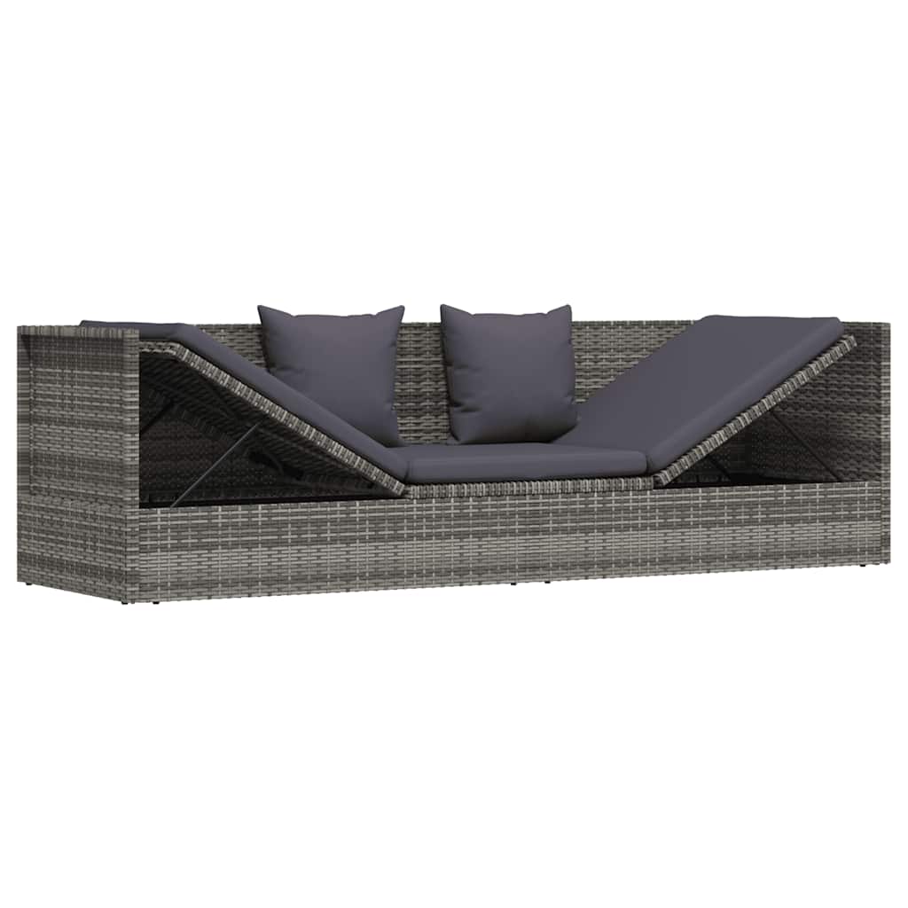 vidaXL Tuinbed 200x60 cm poly rattan grijs