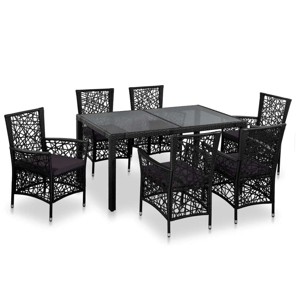 vidaXL 9-piece Garden Dining Set Poly Rattan Black