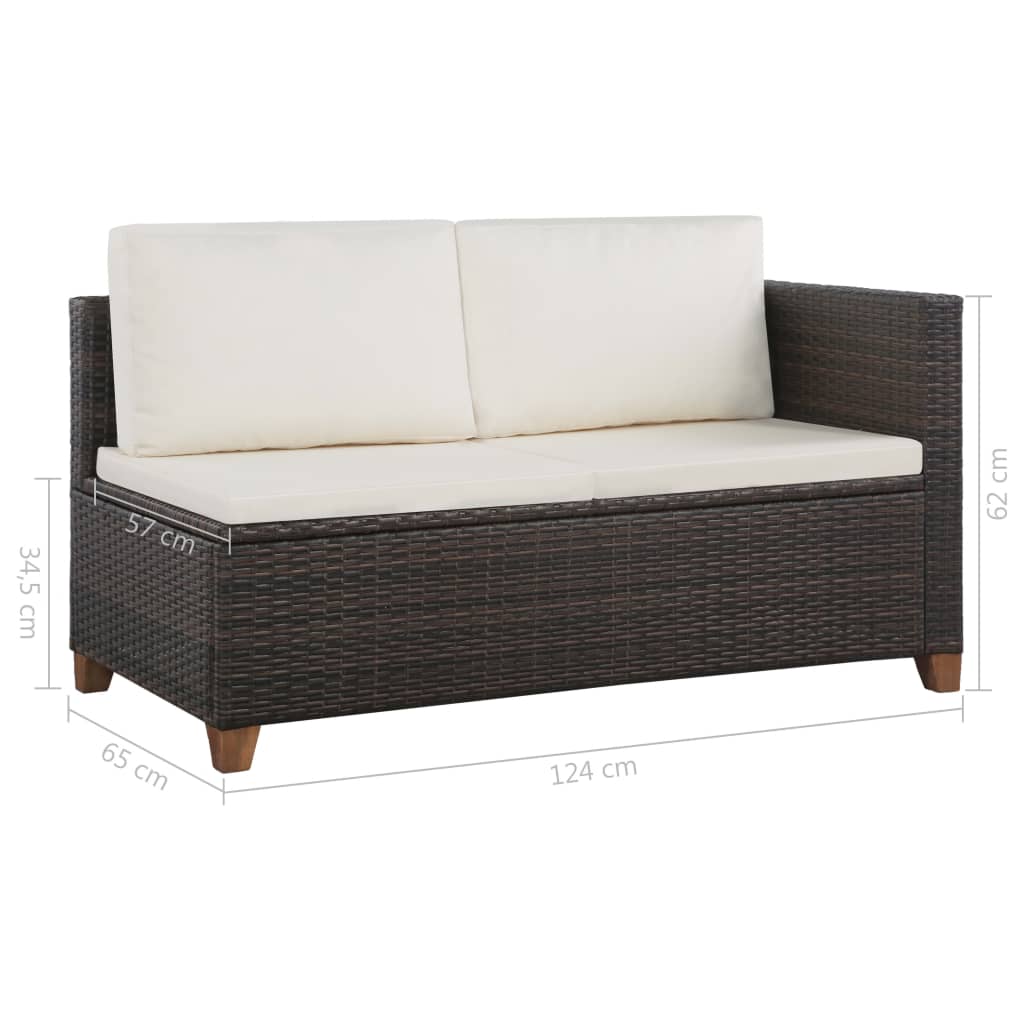 vidaXL 4-delige Loungeset met kussens poly rattan zwart