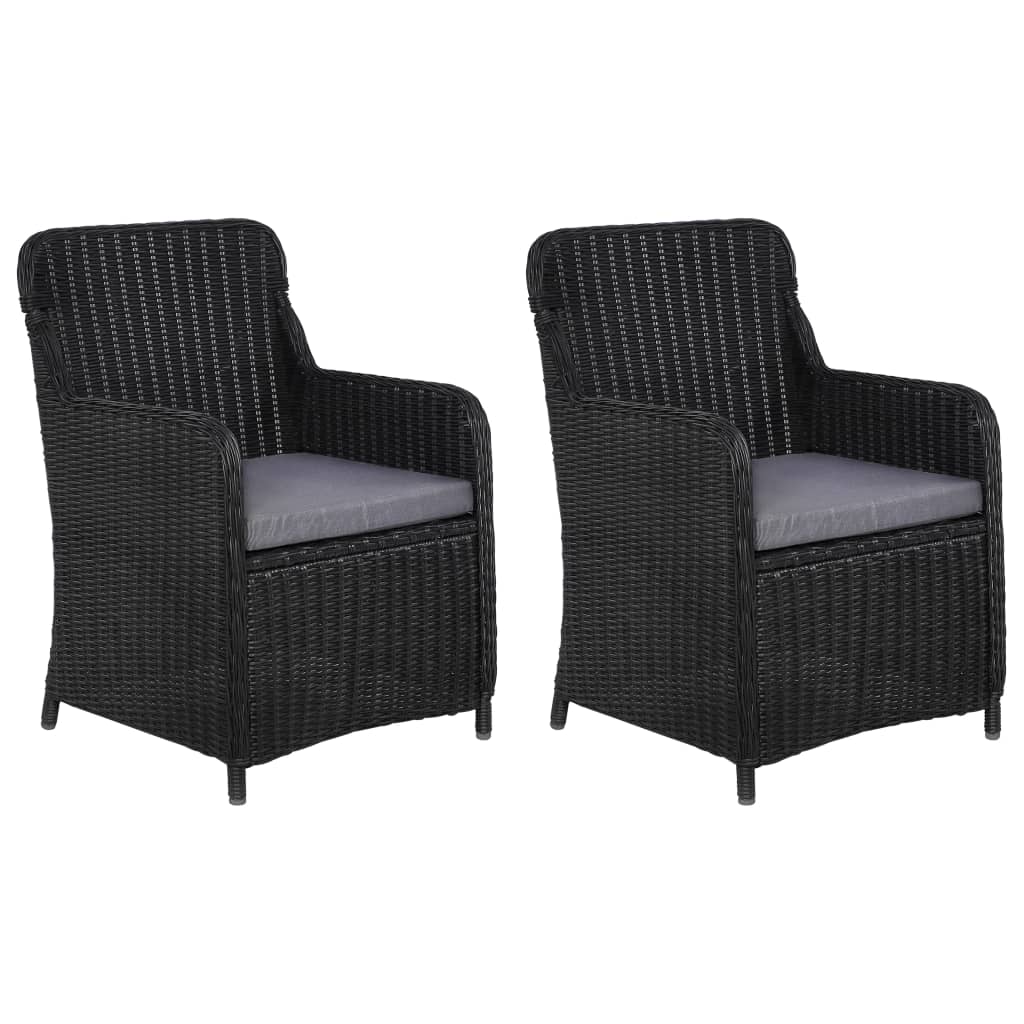 vidaXL Garden Chairs 2 pcs with cushions poly rattan black