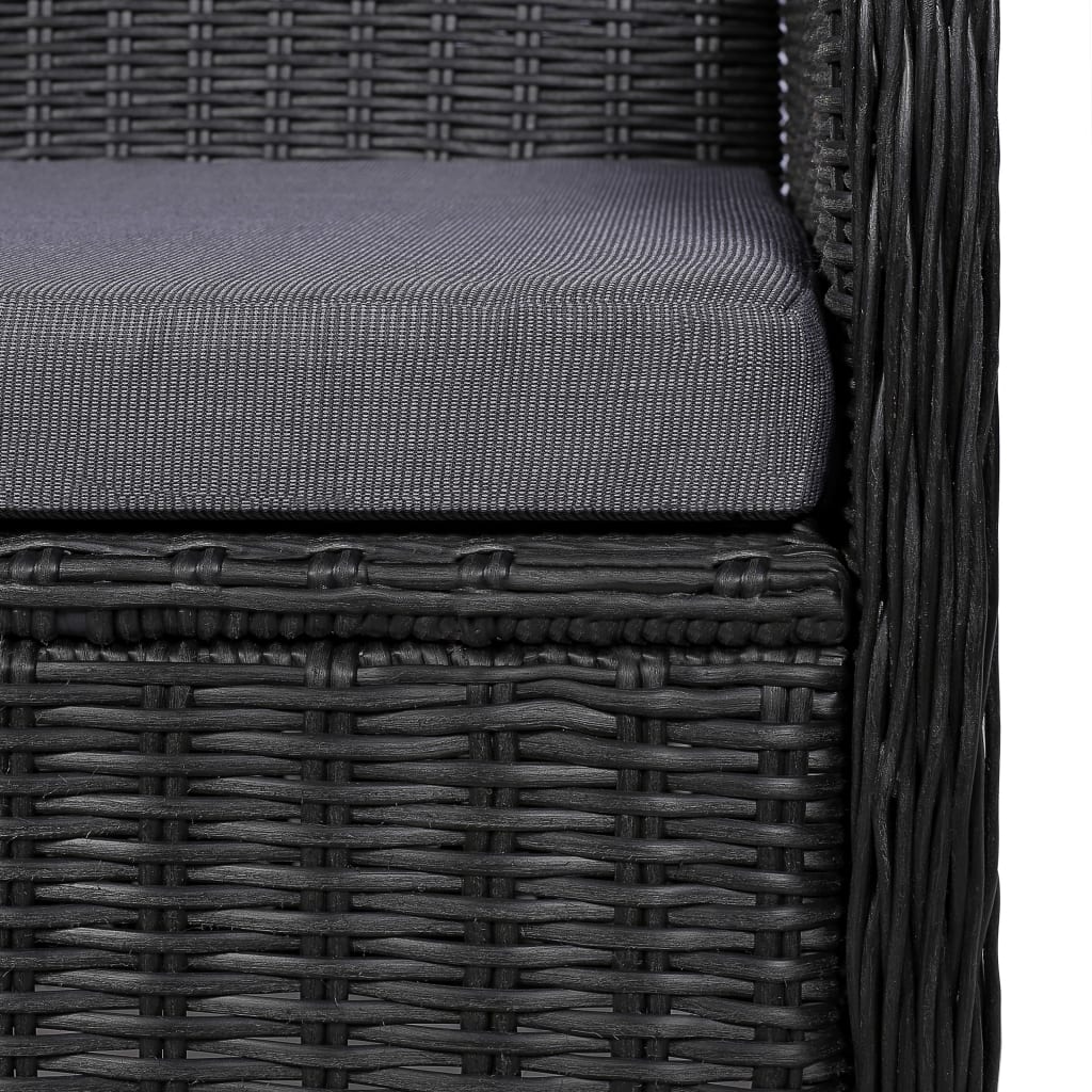 vidaXL Garden Chairs 2 pcs with cushions poly rattan black