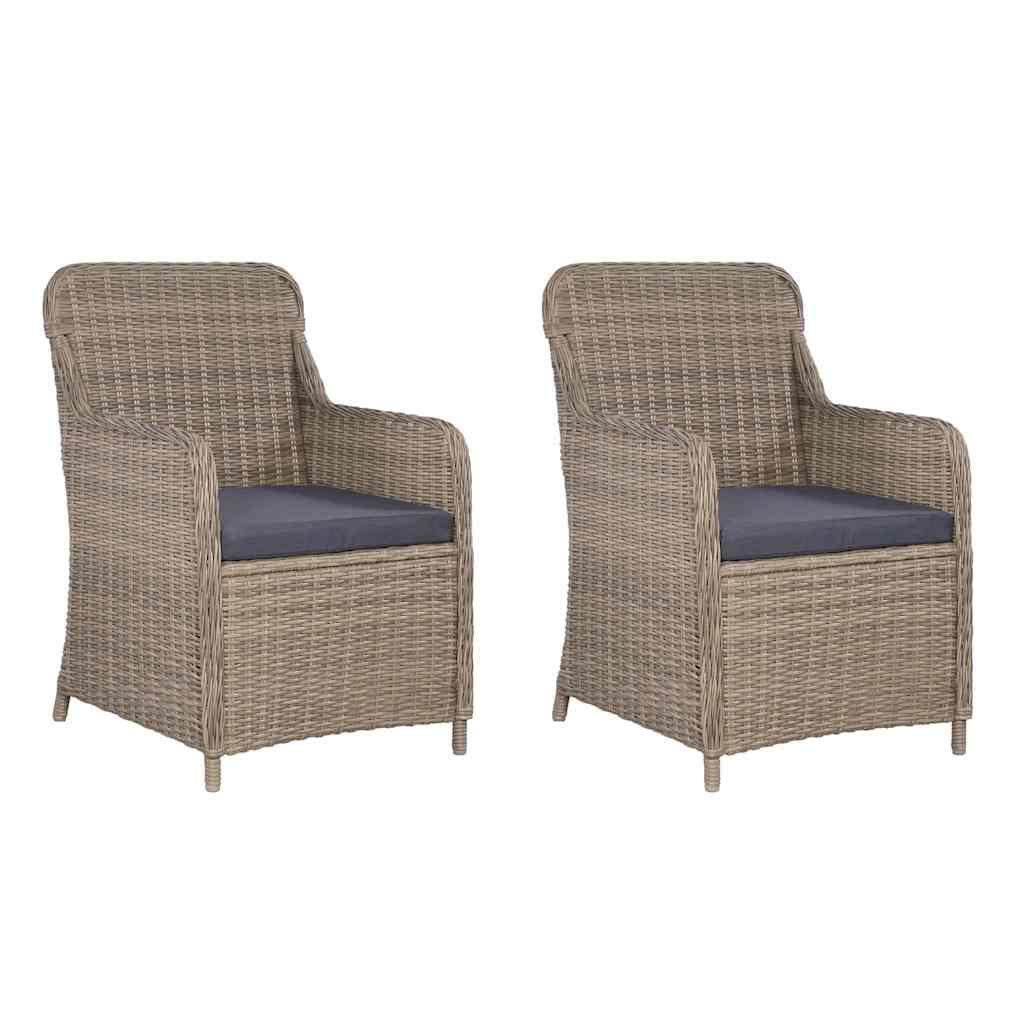 vidaXL Garden Chairs 2 pcs with cushions poly rattan black