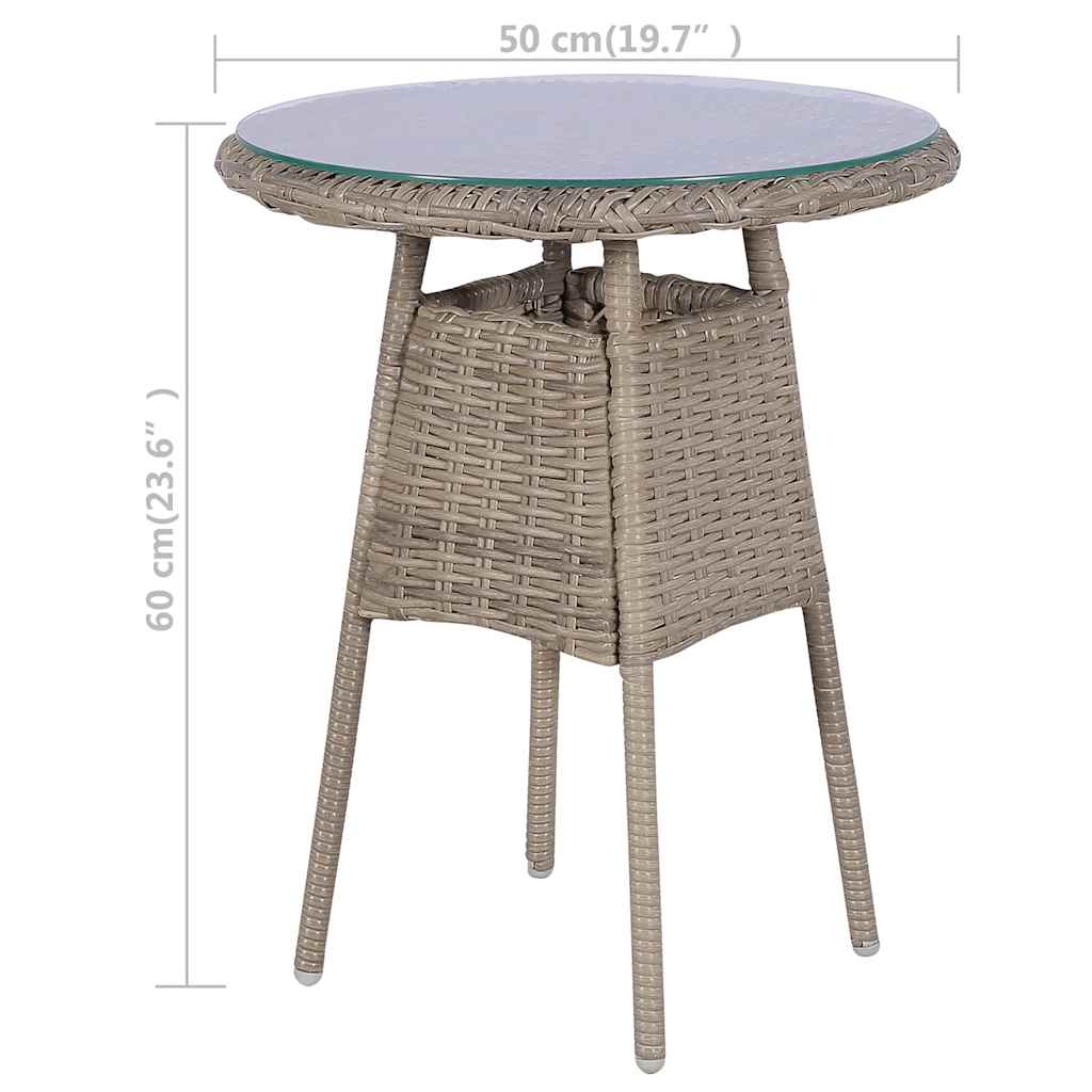 vidaXL 3-delige Bistroset met kussens poly rattan bruin