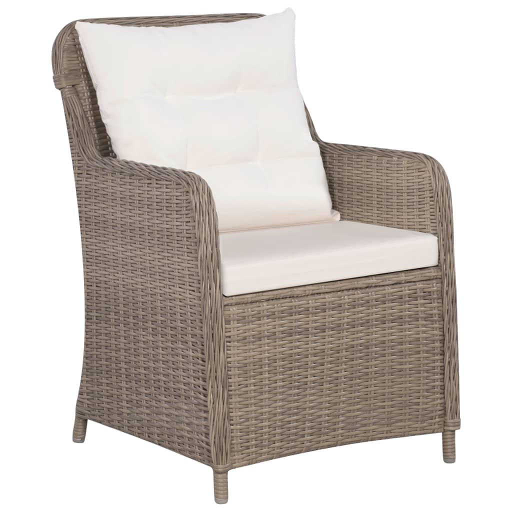 vidaXL 3-delige Bistroset met kussens poly rattan bruin